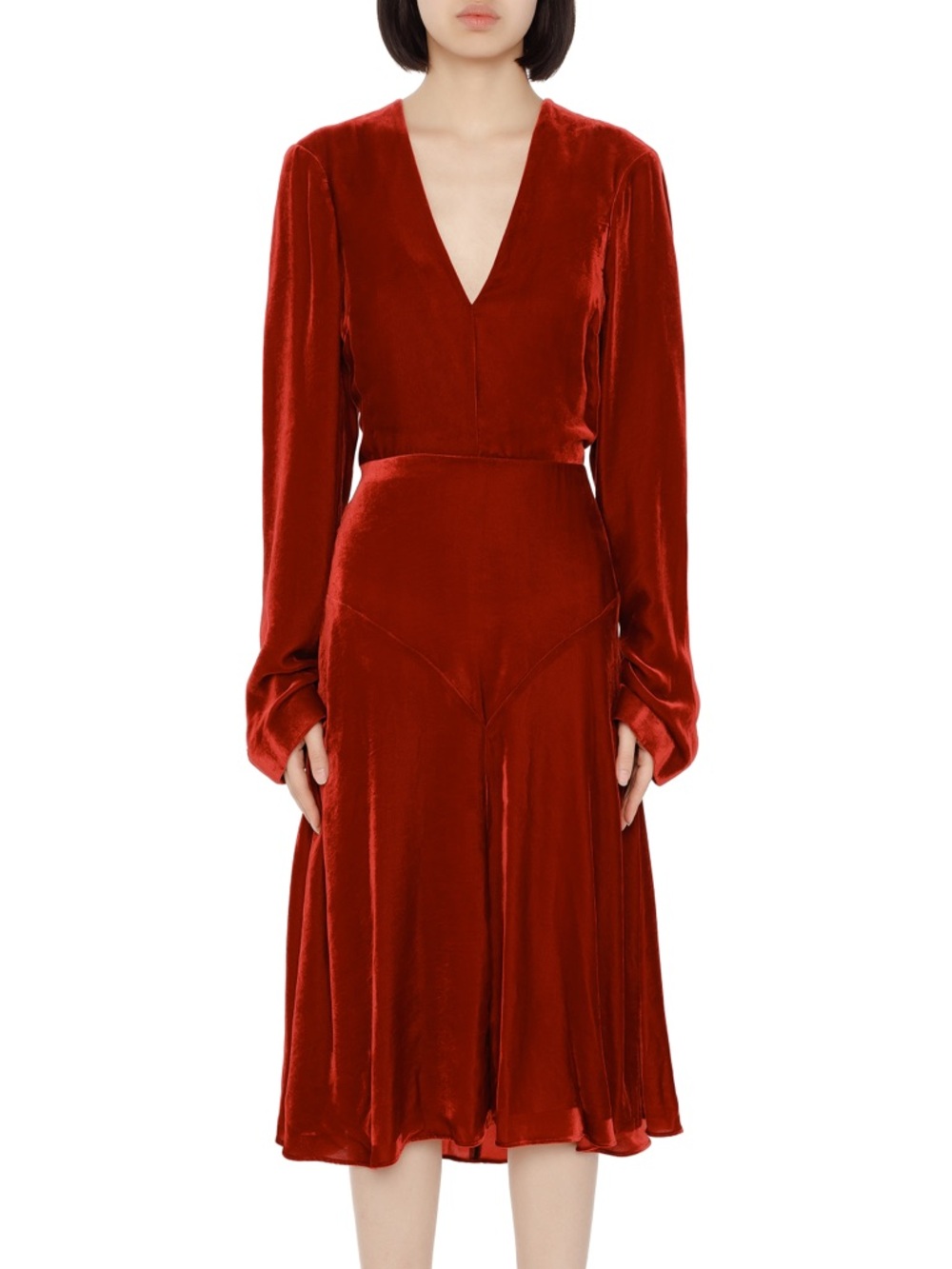Stella McCartney Velvet Dress IT44 Bordeaux Silk V Neck